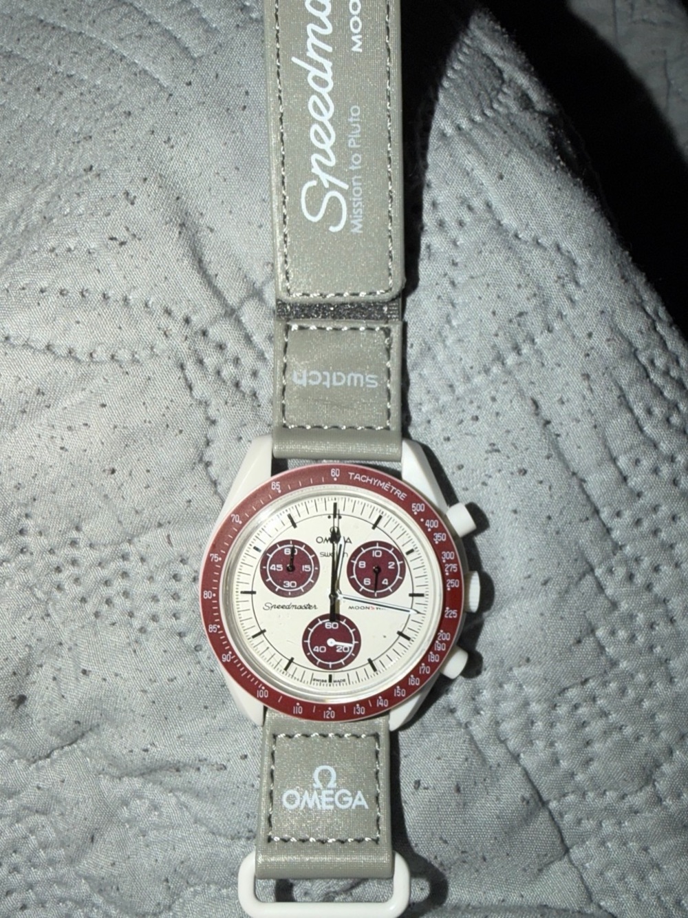 Speedmaster Moon Swatch Chronograph — Cream and Burgundy